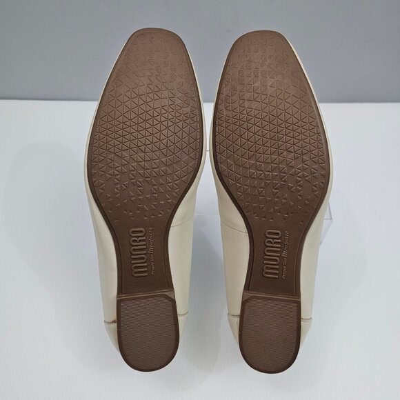 Munro Karter Loafer Womens 9 WIDE Cream Leather Woven Slip On Flat Comfort Work - Picture 11 of 13